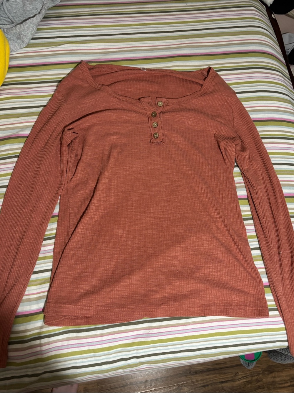 Rust Long-Sleeve Henley Top - Women